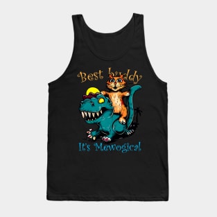 T Rex Dinosaur Riding Cat Tank Top